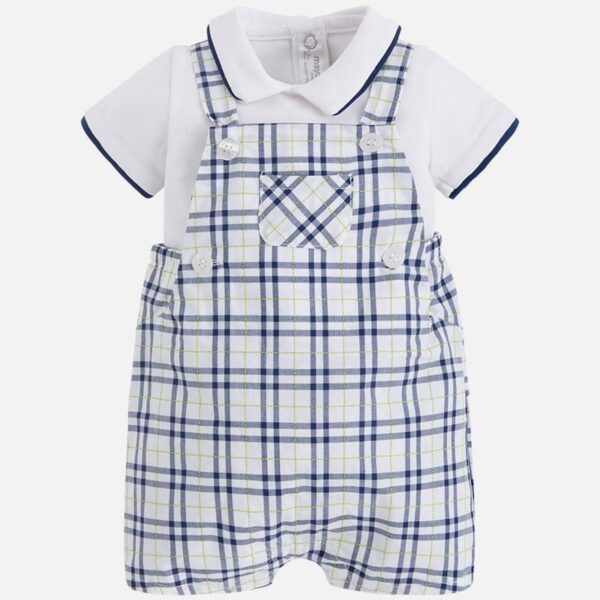 Mayoral 1672 Riviera Blue Set of Check Dungarees for Baby Boy