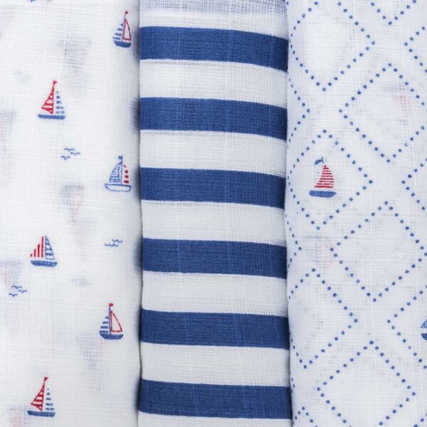 Mayoral 9666 Ocean Set Of Three Patterned Small Cotton Muslin Towels